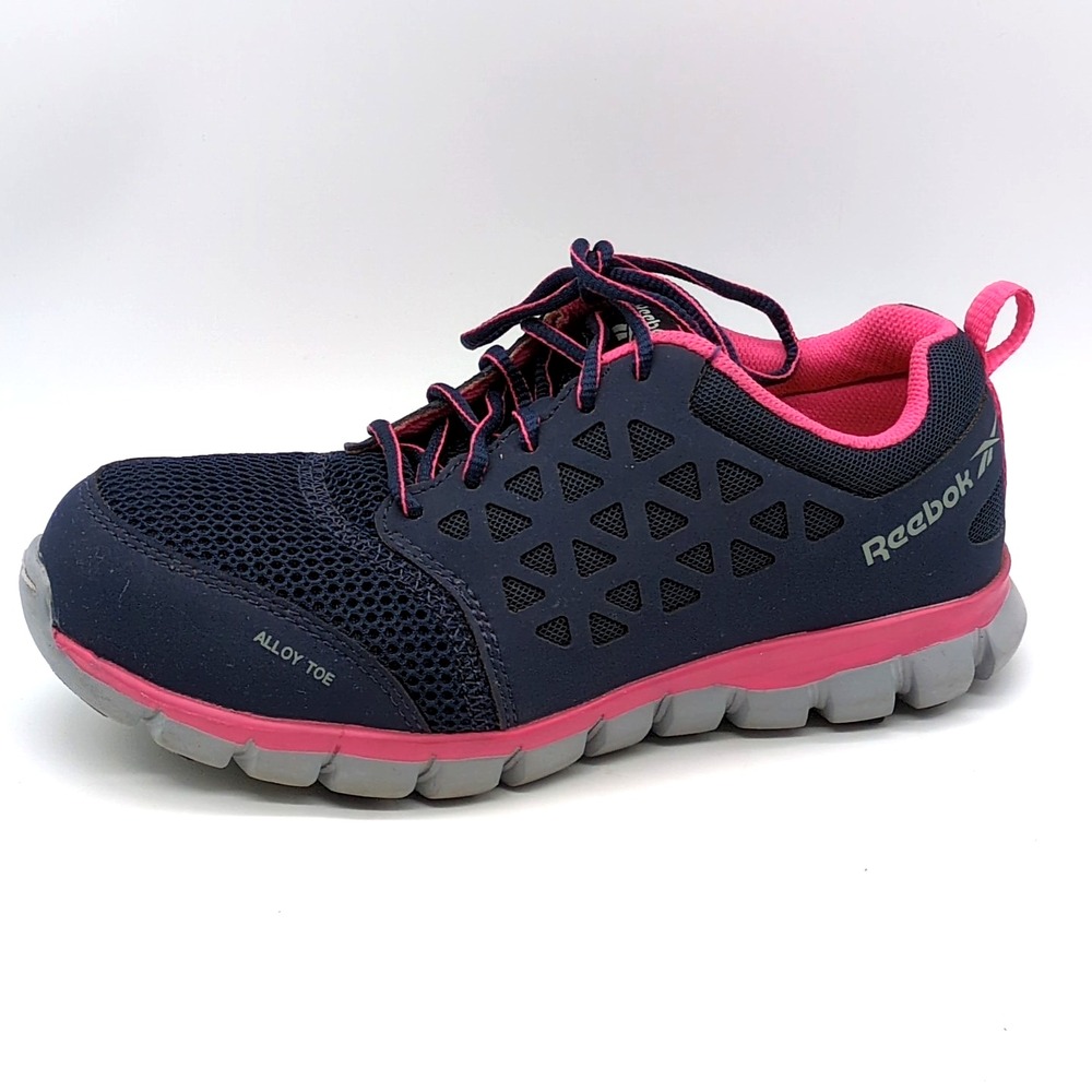 Reebok Sneakers Womens Blue 7.5 Wide Work Shoes Alloy Toe Memory Tech F2413-18